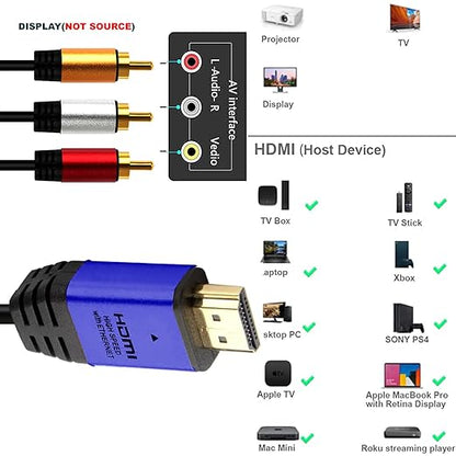 HDMI to RCA 6FT Cable with IC, HDMI Male to 3-RCA BL AV Cable Video Audio - Image 7