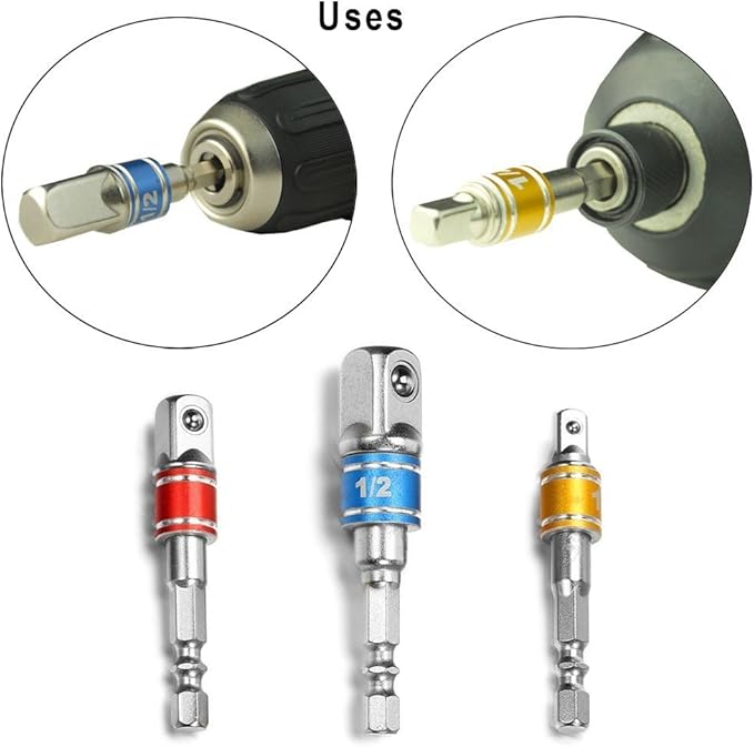 3-Piece Socket Adapter Extension Set, 1/2 Inch Hex Shank, Impact Grade - Image 9