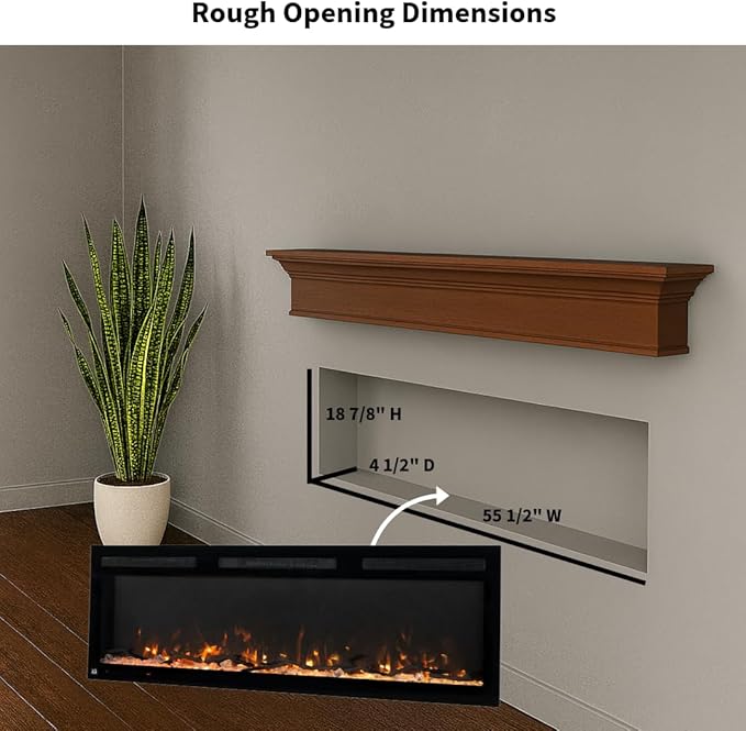 Touchstone Smart Electric Fireplace-The Fury 57" Wide- 4.5" Thin in Wall - Image 3