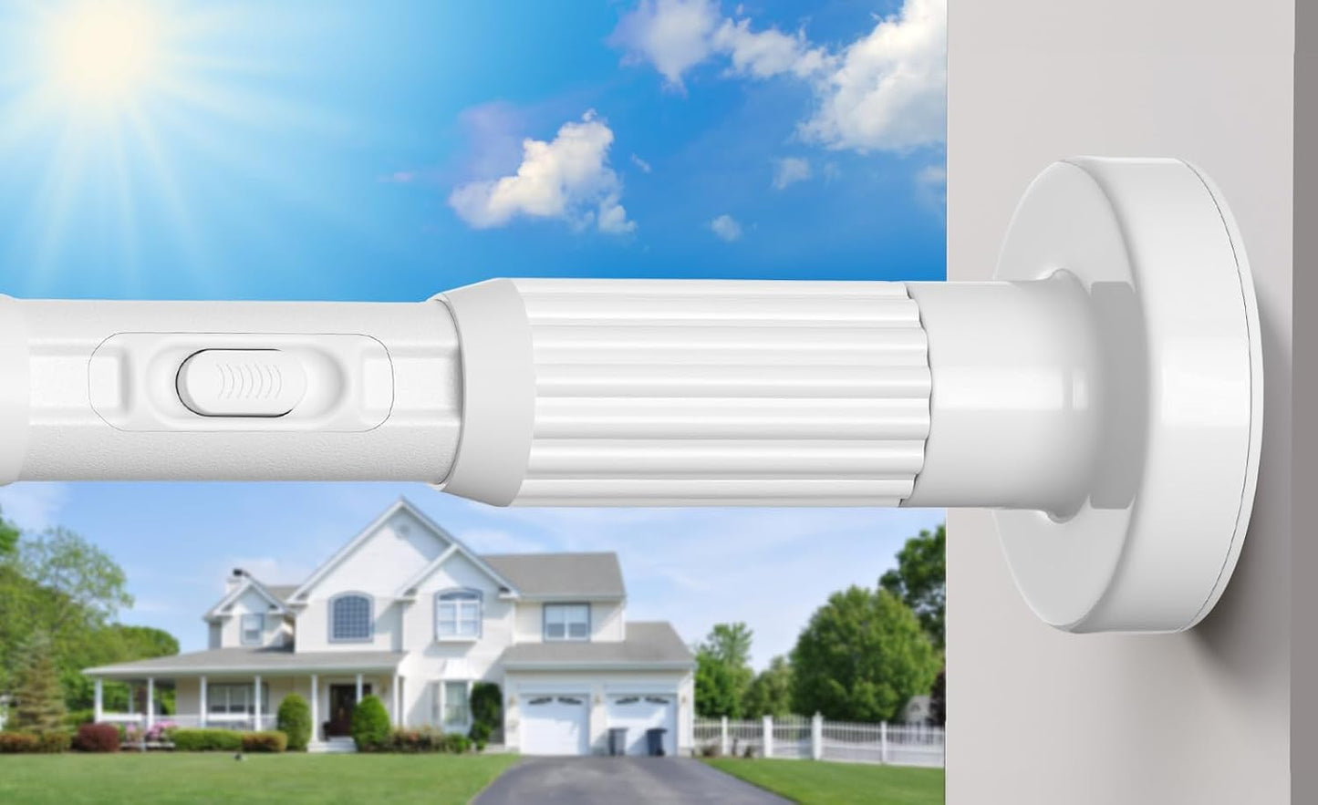 Extra Long Tension Curtain Rods 41-146 Inch, White, One-Click Heavy Duty | No Drilling Adjustable Outdoor Shower Tension Rod for Patio, Window, Living Room Divider, Bathroom, Non-Slip 1.26" Diameter