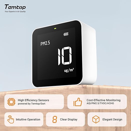 Temtop M10 Air Quality Monitor Indoor Air Quality Tester AQI PM2.5 VOCs - Image 3