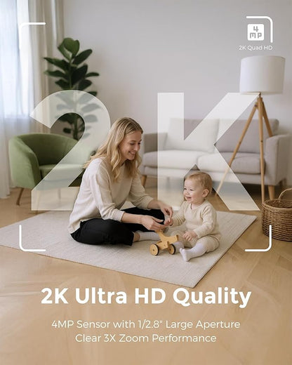 Devo Indoor Smart Cameras for Home Security 2K, 360 Pan-Tilt Human Pet Dog Baby - Image 2