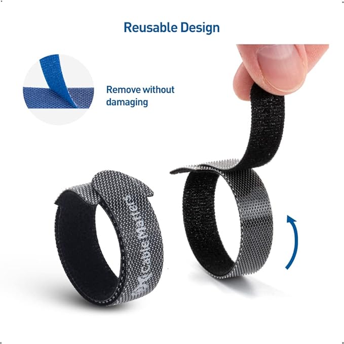Cable Matters 100-Pack Hook-and-Loop Reusable Cable Ties, Sizes 4", Cord - Image 5