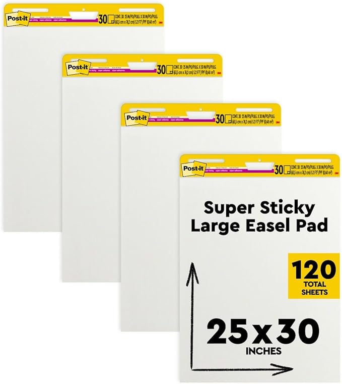Post-it Super Sticky Easel Pad, 25 in x 30 in, 30 Sheets/Pad, 4 Pads/Pack by Post-it%C2%AE