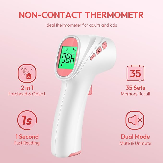 Forehead Thermometer for Adults, Kids & Babies, No-Touch Digital Thermometer - Image 2