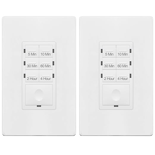 ENERLITES 4-Hour No Neutral Wire Countdown Timer Switch, 5-10-30-60 Min by Enerlites