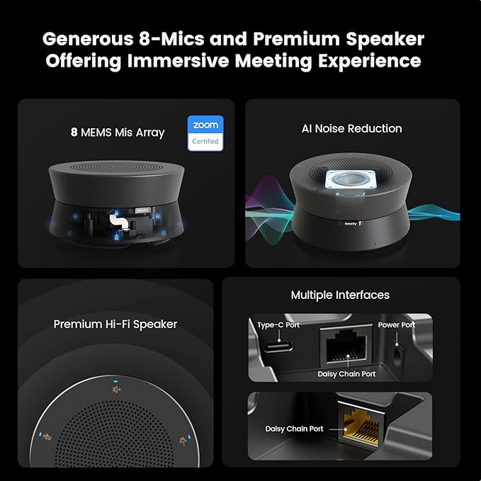Nearity A21S Zoom Certified Conference Speaker and Microphone, Speakerphone w/8 - Image 4