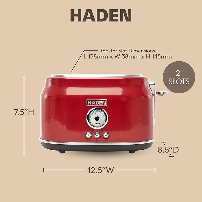 Haden Dorset 2 Slice Wide Slot Stainless Steel Toaster - Image 4
