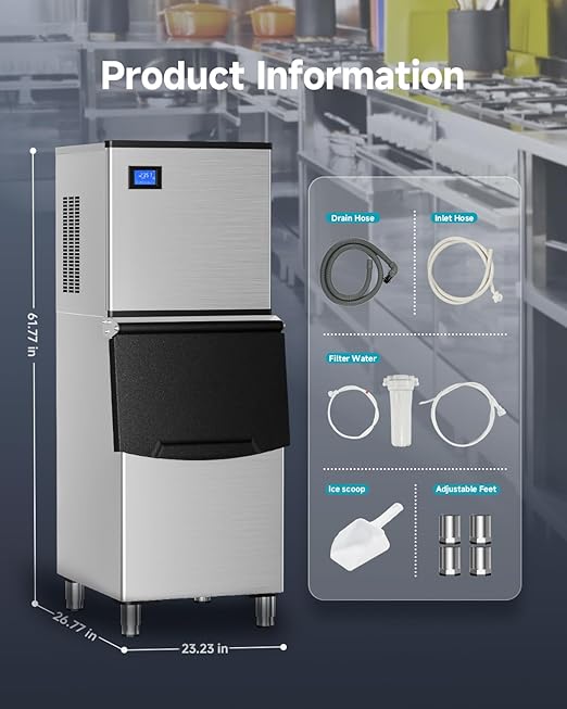 EUHOMY Commercial Ice Maker Machine, 600lbs/24H, Industrial Ice Machine - Image 8