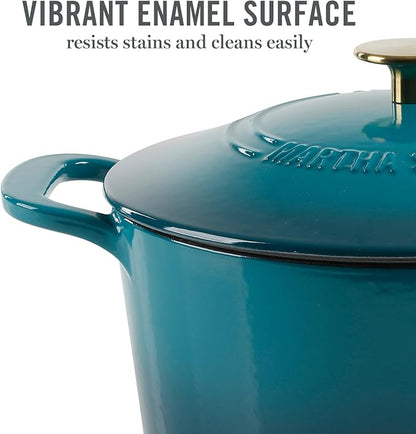 Martha Stewart Gatwick 7-Quart Enamel Cast Iron Dutch Oven – Emerald Ombre - Image 4