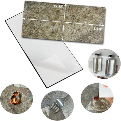 AULIGET 4-Piece Beige & Brown Slate Peel and Stick Backsplash Wall Tiles - Image 5