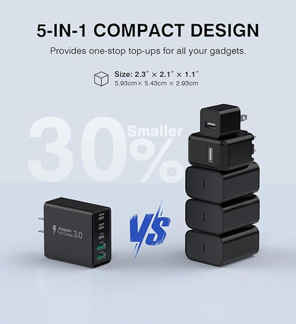 USB C Wall Charger, 60W Type C Charger Block 5-Port Fast Charging Blocks - Image 8