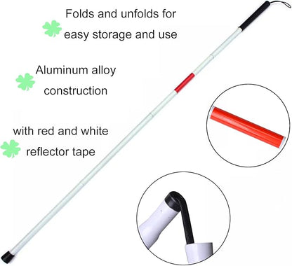 Baitaihem Folding Blind Cane Reflective Red Folding Walking Stick - Image 4