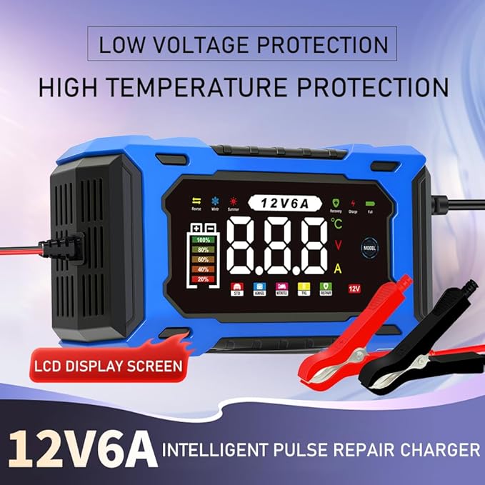 6-Amp 12V Smart Car Battery Charger, Battery Maintainer Trickle Charger - Image 3