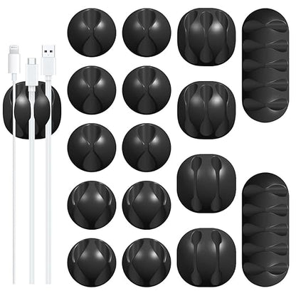 16Pack Black Desk Cable Management, Adjustable Cord Organizer Cable Clips by Unknown