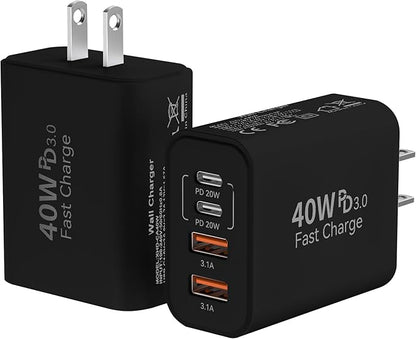 USB C Wall Fast Charger Block, 40W 4-Port Type C Chargers Fast Charging Blocks by Duloch