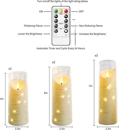 Flameless Candles with Embedded Star String, Battery Operated LED Pillar - Image 2