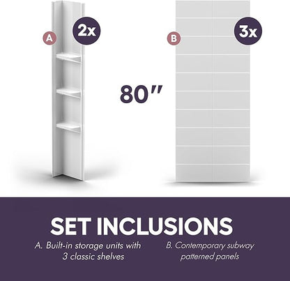 White Acrylic Shower Wall Surround 36"x 60"x 80" - Image 4