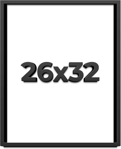 26x32 Shadow Box Frame Black | 1 Inch Deep Solid Wood Shadowbox Display Frame | by CustomPictureFrames