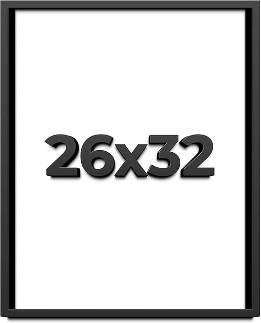 26x32 Shadow Box Frame Black | 1 Inch Deep Solid Wood Shadowbox Display Frame | by CustomPictureFrames
