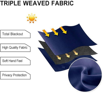 DWCN Navy Blue Room Darkening Blackout Curtains, Thermal Light Blocking Drapes - Image 3