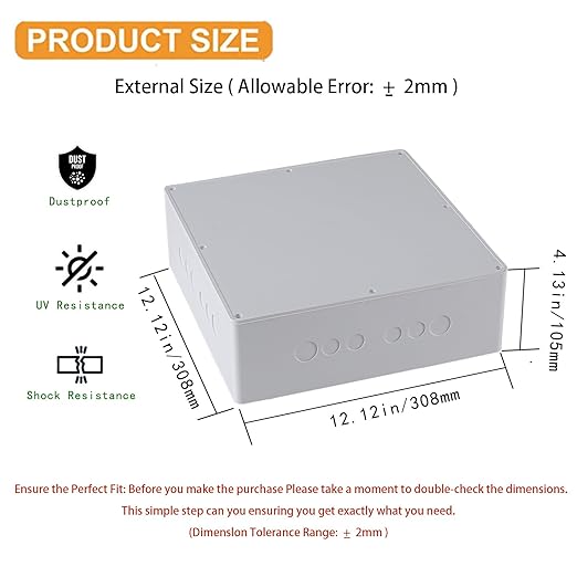 12" x 12" x 4" PVC Plastic Junction Box - Image 3