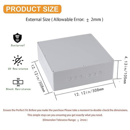 12" x 12" x 4" PVC Plastic Junction Box - Image 3