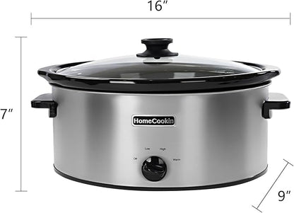 HOMECOOKIN 6 Quart Slow Cooker Oval Manual Pot Food Warmer - Image 4