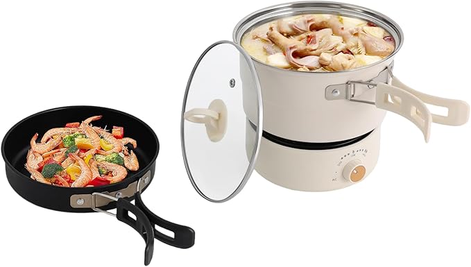Portable Electric Hot Pot with Foldable Handles, Non-stick Frying Pan, Mini Hot by Unknown