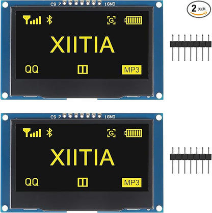 XIITIA 2pcs 2.42 inch 128x64 OLED LCD Display Module SSD1309 7 Pin SPI/IIC I2C by XIITIA