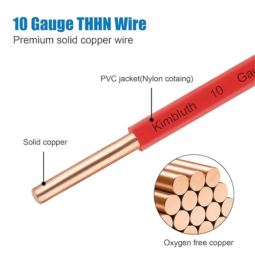 THHN Wire 10 Gauge 100 FT OFC Electrical Wire, 10 AWG Solid Copper Wire Rated - Image 2