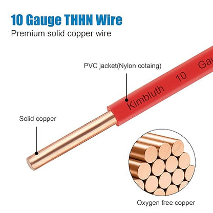 THHN Wire 10 Gauge 25 FT OFC Electrical Wire, 10 AWG Solid Copper Wire Rated up - Image 2