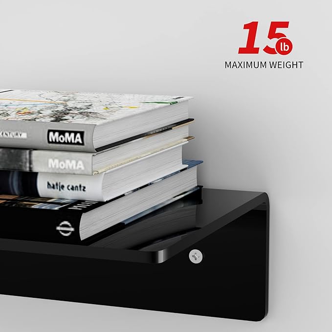 12 Inches Acrylic Wall Shelves 2 Pack, Floating Shelf - Image 4