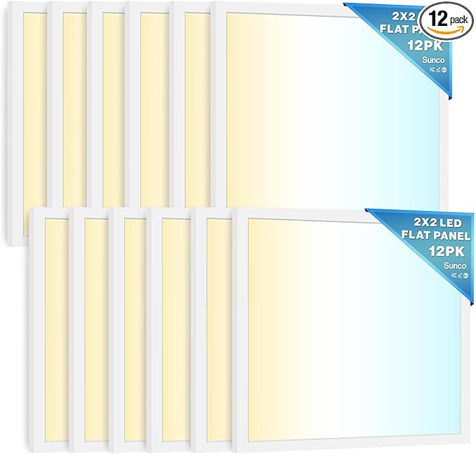 Sunco 12 Pack 2x2 LED Flat Panel Light, Dual Selectable CCT 4000K/5000K/6000K & by SuncoLighting