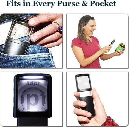 Small-Magnifying-Glass with LED-Light 3X Lighted-Pocket EasY Magnifier -Hand - Image 6