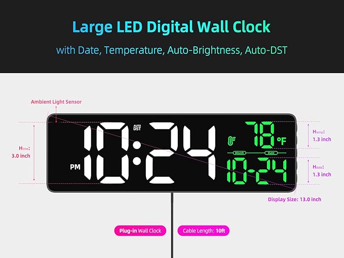 Large LED Digital Wall Clock - Image 3