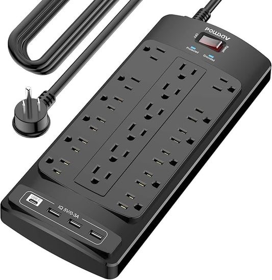 18 Outlets Surge Protector Power Strip by POWSAV