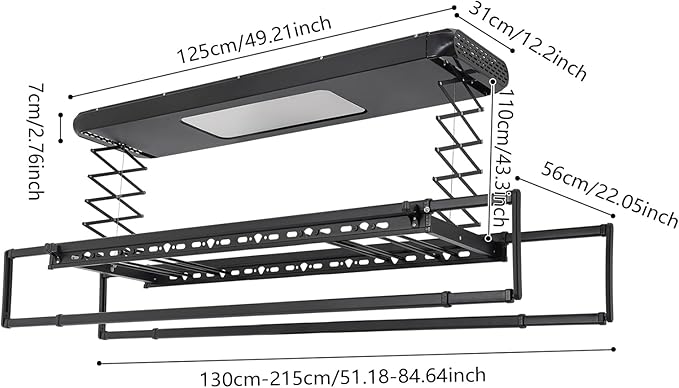 banborba Electric Retractable Airing Rack, Ceiling Mounted Clothes Drying Rack - Image 4