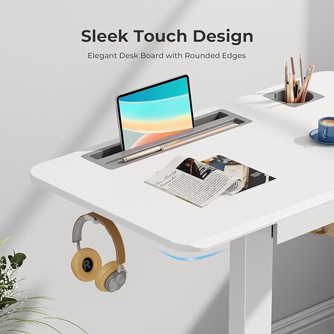 Mobile Standing Desk with Drawer, Portable Laptop Cart on Wheels, Height - Image 8