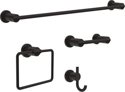 delta 4-piece matte black bathroom set towel rack, main product view
