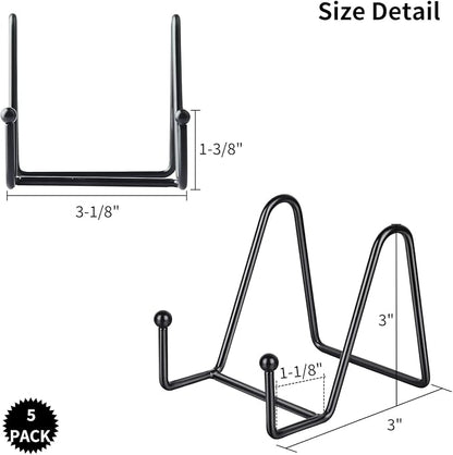 IBosins 5 Pack 3 Inch Small Plate Holder Display Stands, Mini Metal Black Frame - Image 2