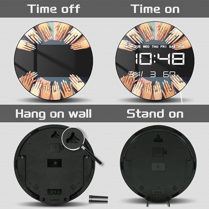 Timethink 12 Inch Nail Salon Digital Wall Clock Large Display, Nail Room - Image 5