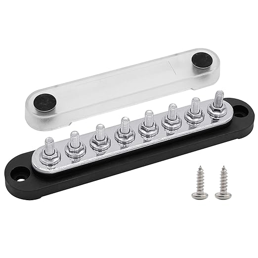 8 x M5 Studs Power Distribution Block Bus Bar 12V, Ampper 5.9" HD 120A Marine by Ampper