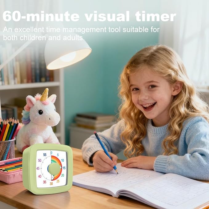 MEPHILIMIA Green Visual Timer 60 Minute Countdown Timer Desk Timer Kids Time - Image 4