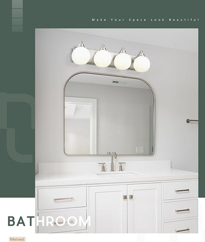 METWET Bathroom Light Fixtures, 4 Light Brushed Nickel Vanity Light, 26 Inch - Image 6