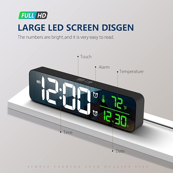 Hournor Digital Clock for Bedroom, Digital Wall Clock for Living Room Decor - Image 2