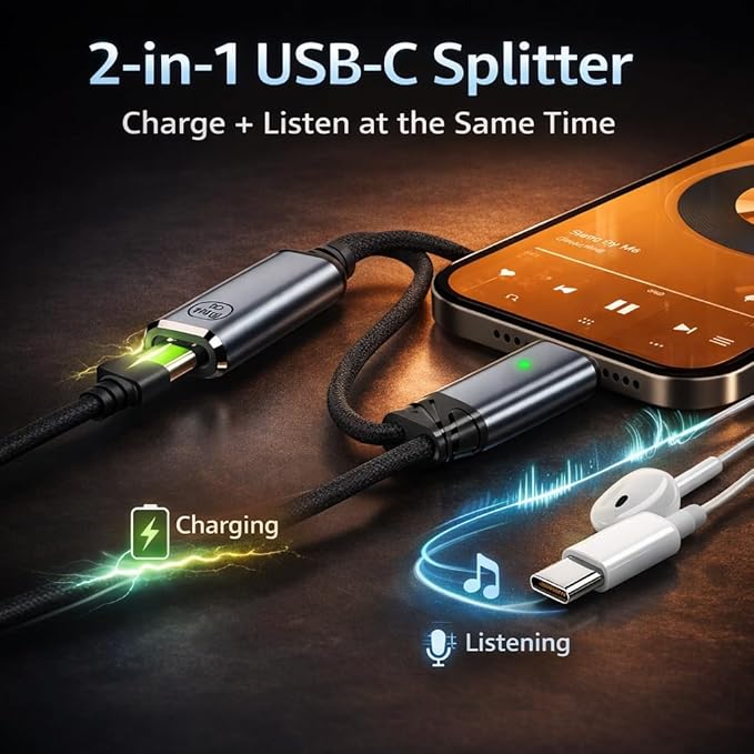 Mizi 2025 Upgraded USB C Splitter Adapter – 100W Fast Charging & Audio Dongle - Image 2