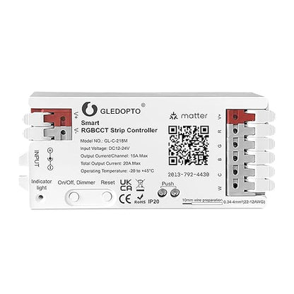 GLEDOPTO Matter RGBCCT LED Controller 20A Current Max by GLEDOPTO