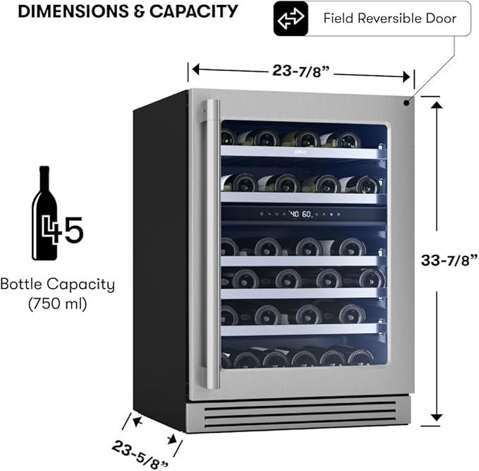 Zephyr Presrv 24 Inch Pro Wine Fridge Dual Zone Under Counter - Image 3