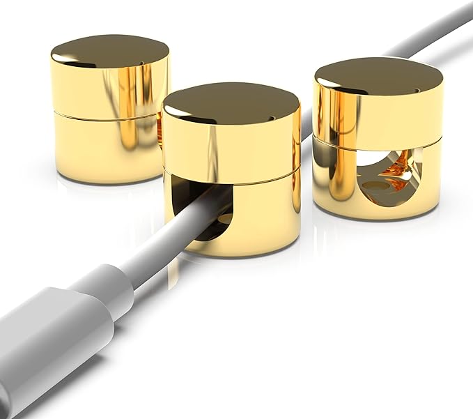 ICONIT Cable Anchors for Desk Organization Gold | Premium Aluminum Cord by ICONIT